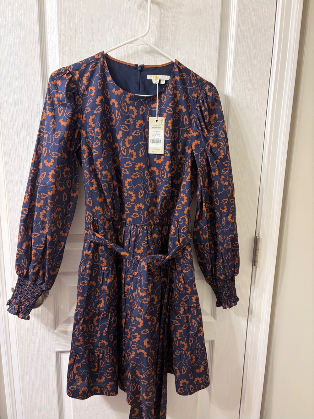 Boden Navy and Rust Floral Shift Dress